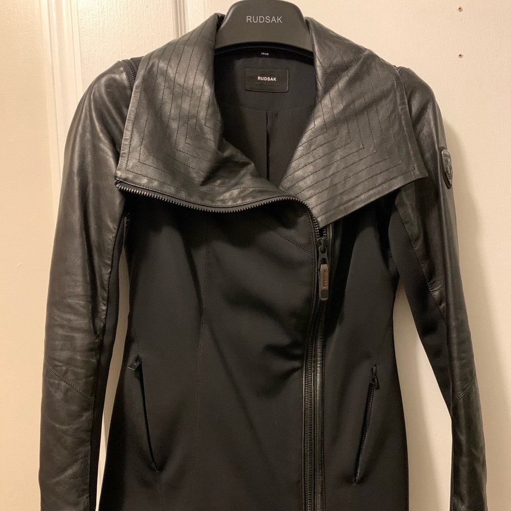 Rudsak leather sleeved jacket (XS)